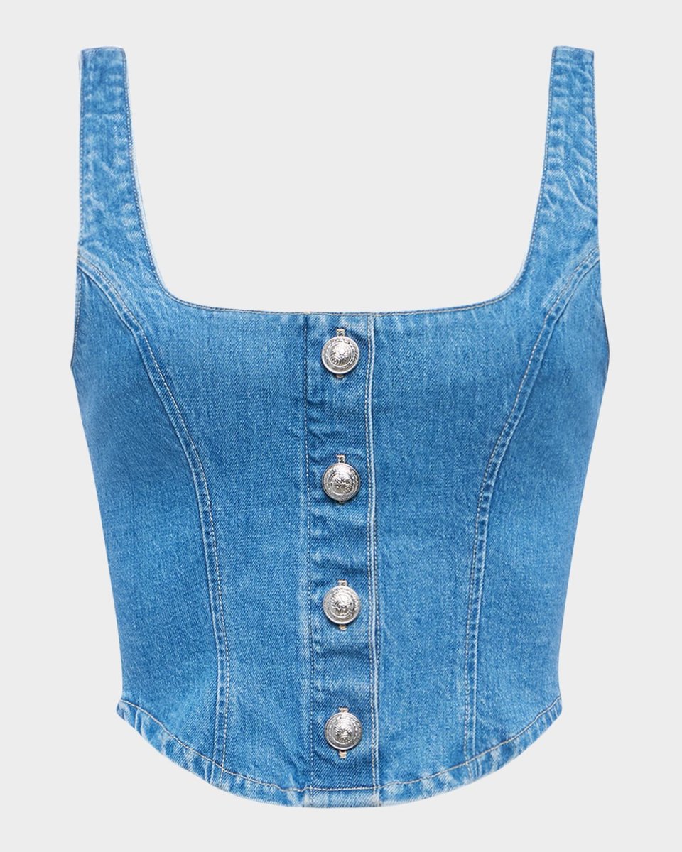 Saga Button-Front Denim Top